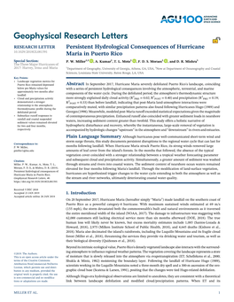 Persistent Hydrological Consequences of Hurricane Maria in Puerto Rico