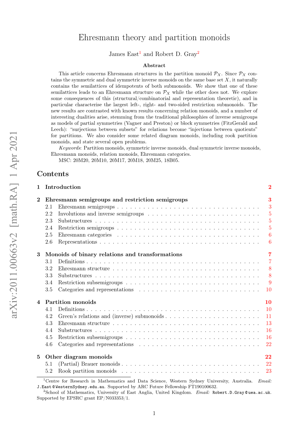 Ehresmann Theory and Partition Monoids