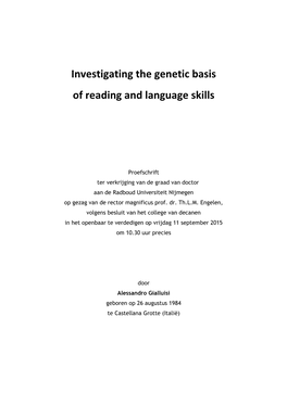 Investigating the Genetic Basis of Reading and Language Skills
