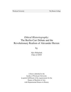 Ethical Historiography: the Berlin-Carr Debate and the Revolutionary Realism of Alexander Herzen