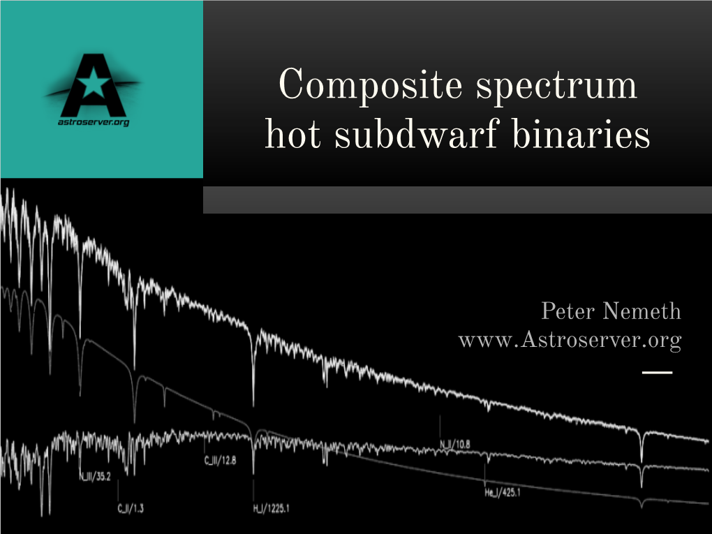 Composite Spectra Hot Subdwarf Binaries