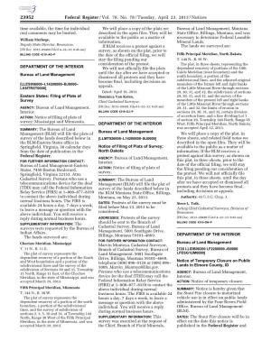 Federal Register/Vol. 78, No. 78/Tuesday, April 23, 2013/Notices