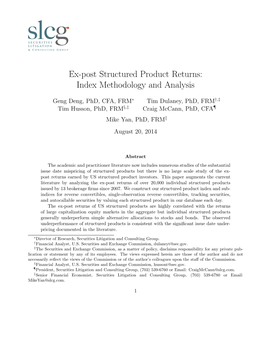 Ex-Post Structured Product Returns: Index Methodology and Analysis