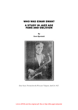 Who Was Einar Swan? a Study in Jazz Age Fame and Oblivion