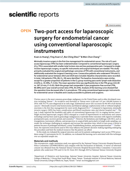 Two-Port Access for Laparoscopic Surgery for Endometrial Cancer