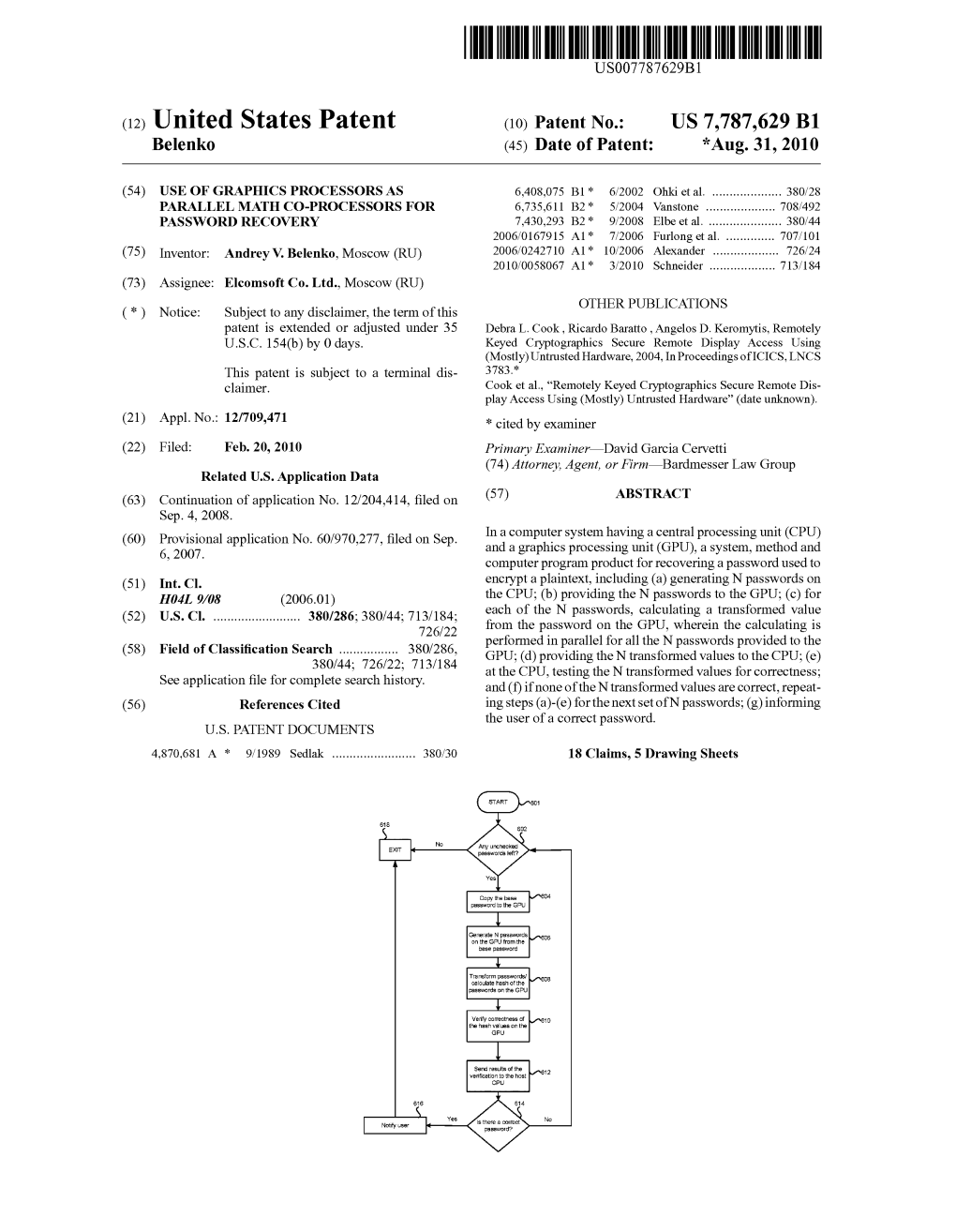 (12) United States Patent (10) Patent No.: US 7,787,629 B1 Belenko (45) Date of Patent: *Aug