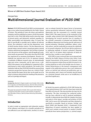 Multidimensional Journal Evaluation of PLOS ONE