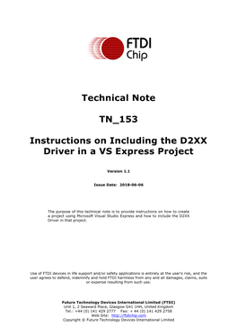 Instructions on Including the D2XX Driver in a VS Express Project