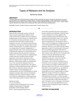 Types of Malware and Its Analysis