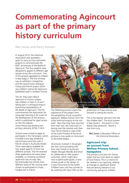 Commemorating Agincourt As Part of the Primary History Curriculum