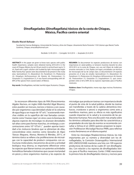 Dinoflagelados (Dinoflagellata) Tóxicos De La Costa De Chiapas, México, Pacífico Centro Oriental