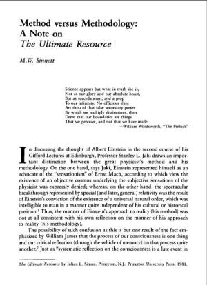 Method Versus Methodology: a Note on 'The Ultimate Resource'