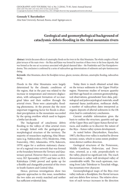 Geological and Geomorphological Background of Cataclysmic Debris Flooding in the Altai Mountain Rivers