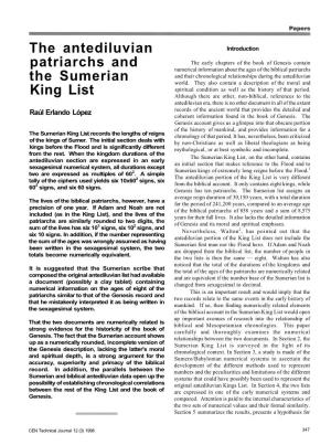 The Antediluvian Patriarchs and the Sumerian King List