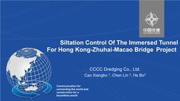 Siltation Control of the Immersed Tunnel for Hong Kong-Zhuhai-Macao Bridge Project