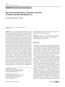 The Front-End Desaturase: Structure, Function, Evolution and Biotechnological Use