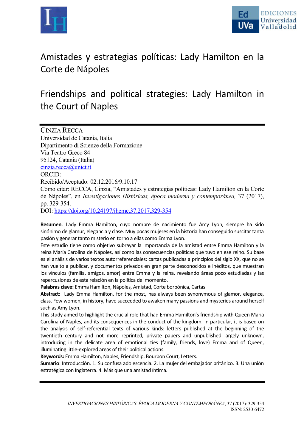 Lady Hamilton in the Court of Naples