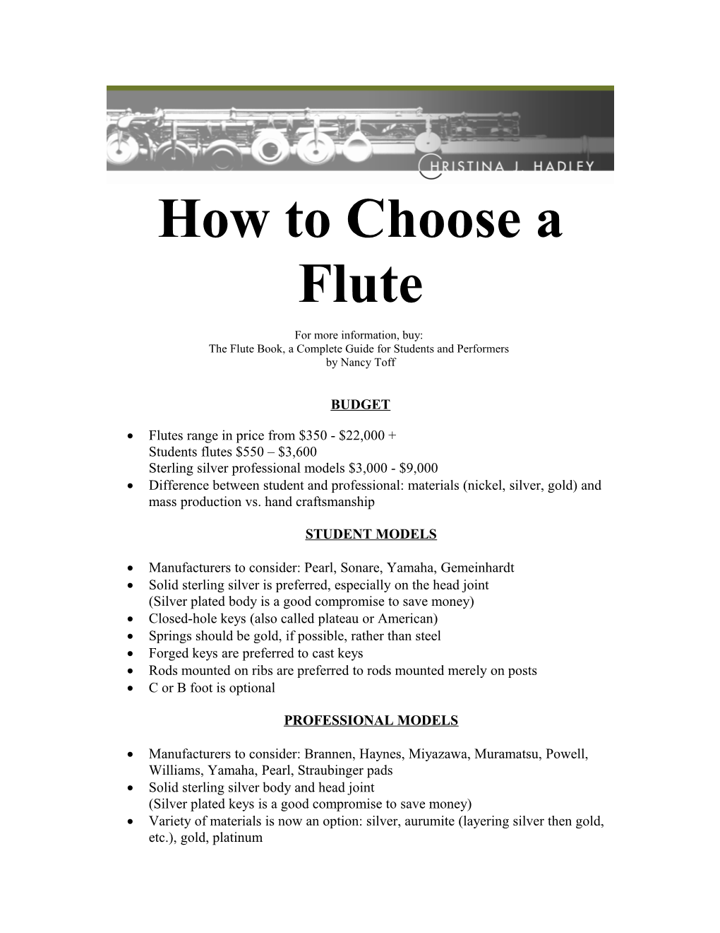 How to Choose a Flute