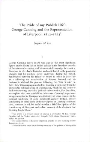 George Canning and the Representation of Liverpool, 1812-1823 1