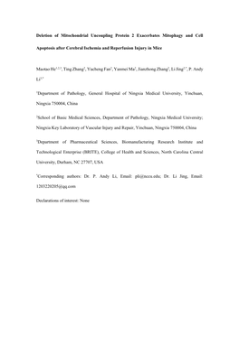 Deletion of Mitochondrial Uncoupling Protein 2 Exacerbates Mitophagy and Cell