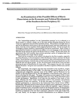 An Examination of the Possible Effects of Slavic Chauvinism on the Economic and Political Development of the Southern Soviet Periphery (U)