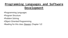 Programming Language Basics