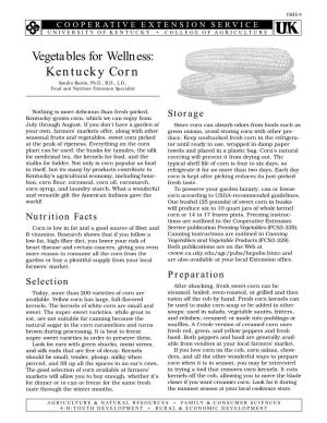 FSHE-4: Vegetables for Wellness: Kentucky Corn