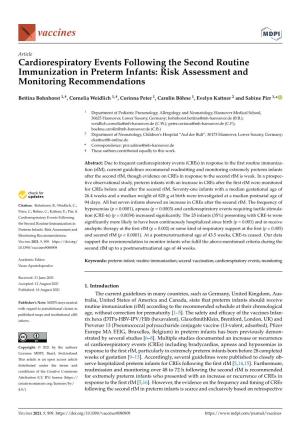 Cardiorespiratory Events Following the Second Routine Immunization in Preterm Infants: Risk Assessment and Monitoring Recommendations