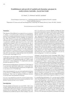 Establishment and Growth of Sandalwood (Santalum Spicatum) in South-Western Australia: Acacia Host Trials