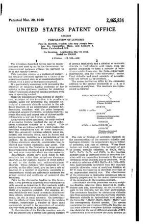 UNITED STATES PATENT OFFICE 2,465,834 PREPARATION of LEWISITE Paul D