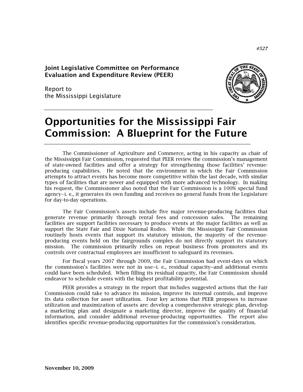Opportunities for the Mississippi Fair Commission: a Blueprint for the Future