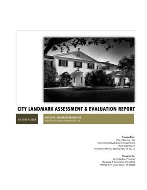 City Landmark Assessment & Evaluation Report