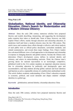 Globalization, National Identity, and Citizenship Education: China's
