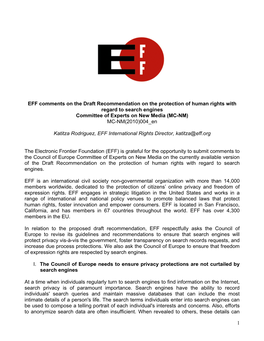 1 EFF Comments on the Draft Recommendation on the Protection