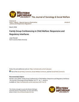 Family Group Conferencing in Child Welfare: Responsive and Regulatory Interfaces