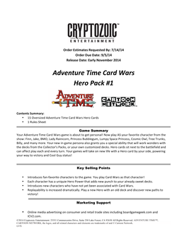 Adventure Time Card Wars: Hero Pack 1 Solicitation