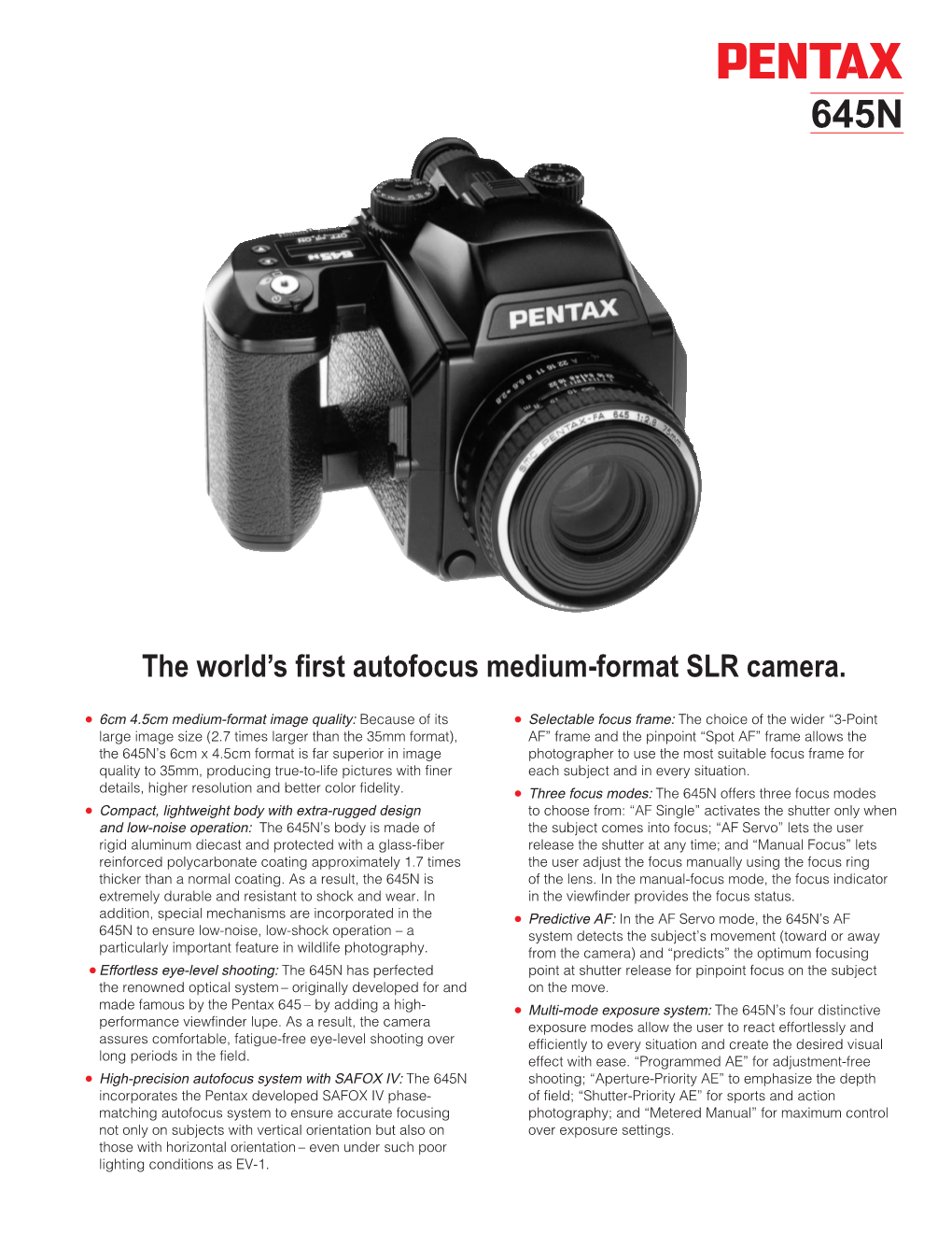 Pentax 645N Brochure