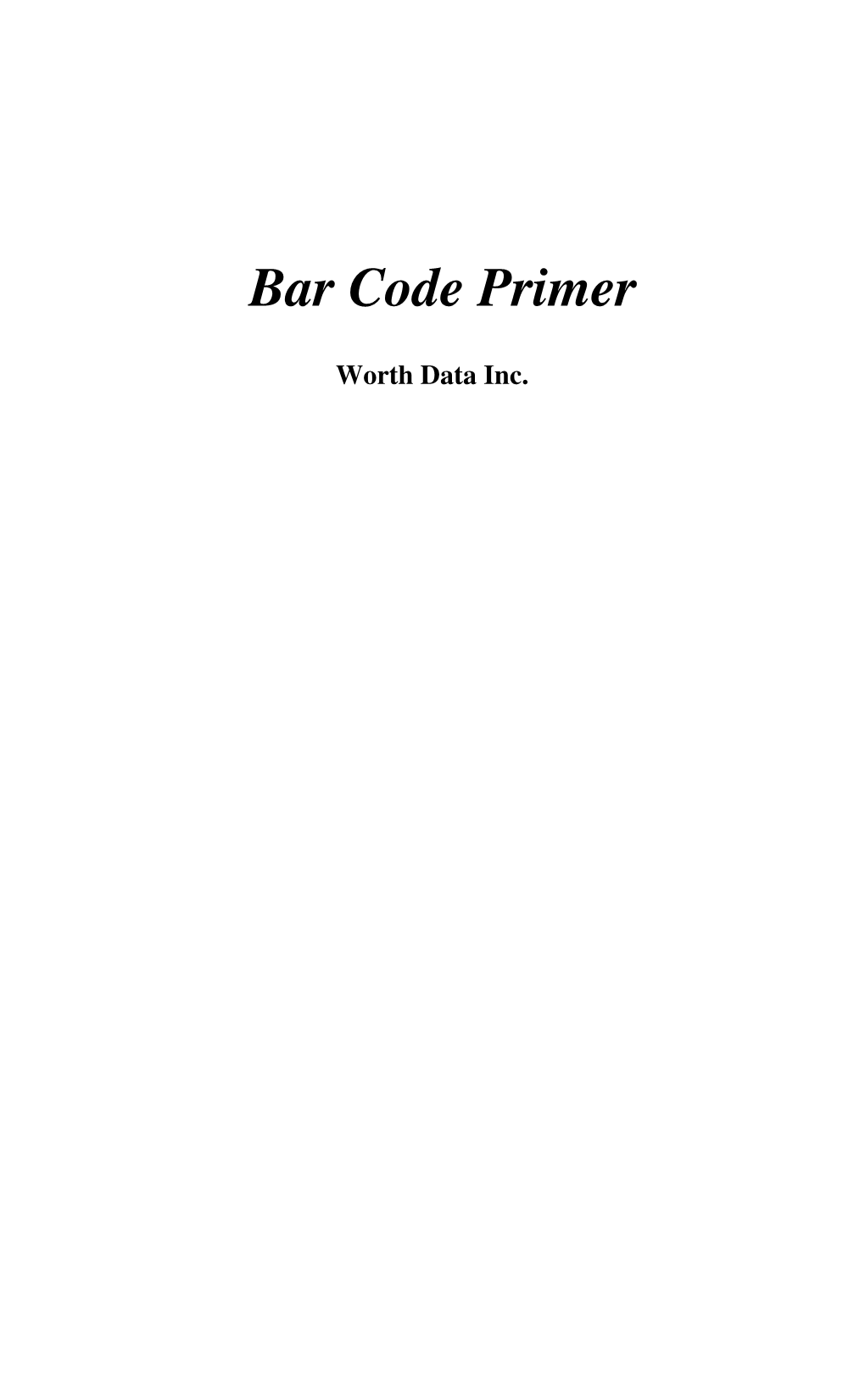 Bar Code Primer