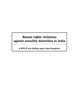 Human Rights Violations Against Sexuality Minorities in India