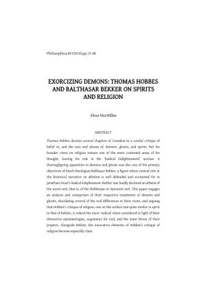 Exorcizing Demons: Thomas Hobbes and Balthasar Bekker on Spirits and Religion