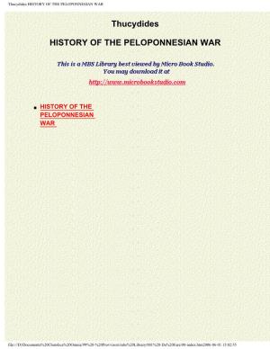Thucydides HISTORY of the PELOPONNESIAN WAR