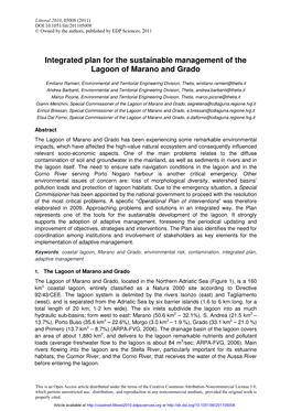 Integrated Plan for the Sustainable Management of the Lagoon of Marano and Grado