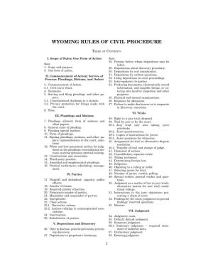 Wyoming Rules of Civil Procedure