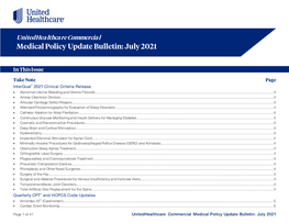 Medical Policy Update Bulletin: July 2021