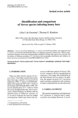Of Varroa Species Infesting Honey Bees