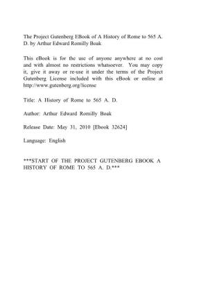A History of Rome to 565 A. D. by Arthur Edward Romilly Boak