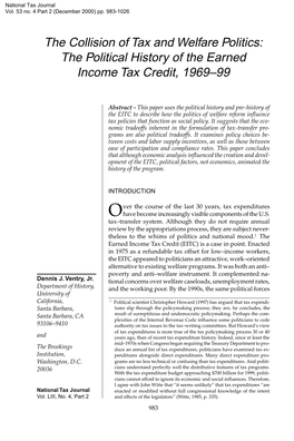 The Political History of the Earned Income Tax Credit, 1969Ð99