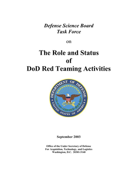 The Role and Status of Dod Red Teaming Activities