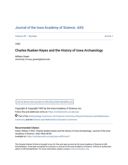 Charles Rueben Keyes and the History of Iowa Archaeology