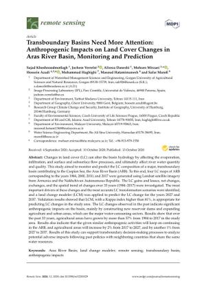 Anthropogenic Impacts on Land Cover Changes in Aras River Basin, Monitoring and Prediction